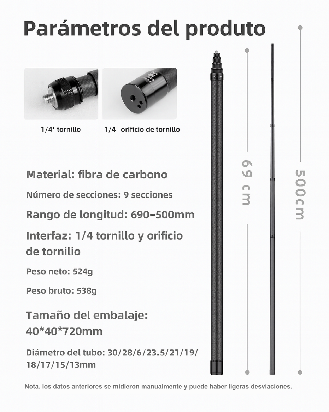 Palo telescópico de 5m | Fibra de carbono