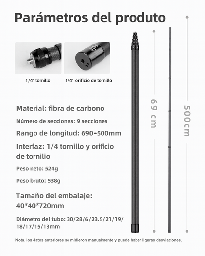 Palo telescópico de 5m | Fibra de carbono